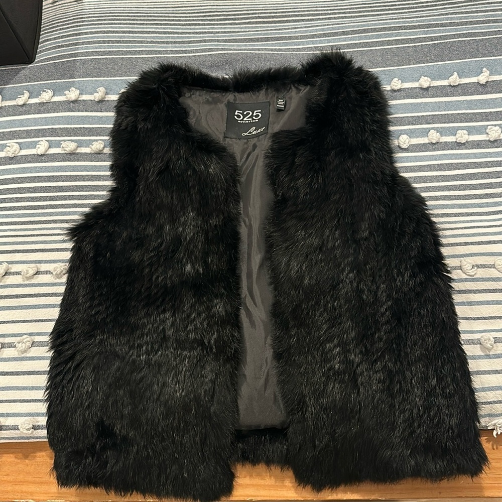 525 America black real rabbit fur vest
